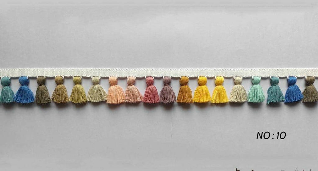 tassel trim, multi colored tassel trim