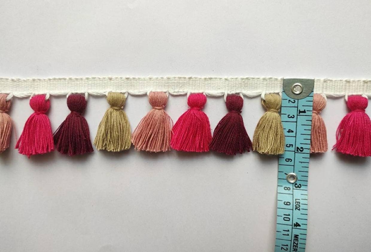 multi colored tassel fringe trim, tassel trim, tassel trim by the yard, tassel fringe, trim for cushions, trim for curtains, fringe trim