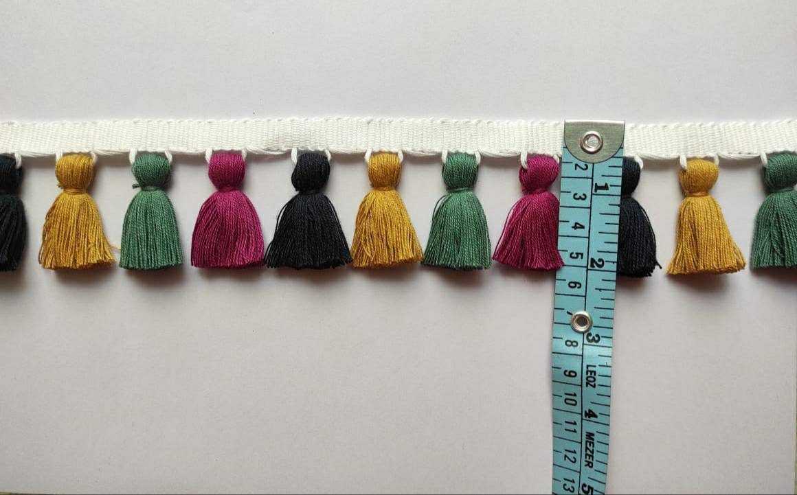 tassel trim, multi colored tassel fringe trim