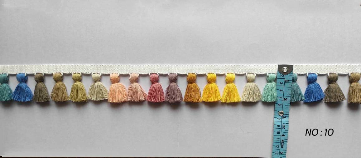 tassel trim, multi colored tassel trim