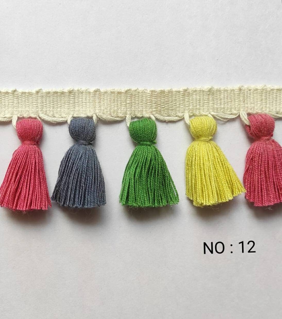 multi colored tassel fringe trim, tassel trim, tassel trim by the yard, tassel fringe, trim for cushions, trim for curtains, fringe trim