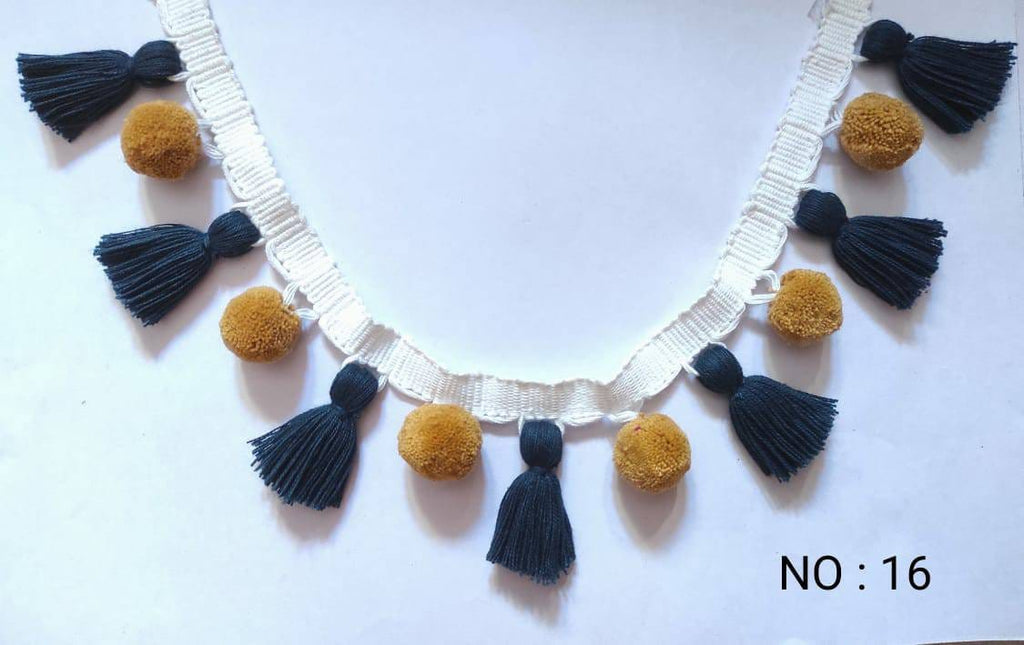 Tassel trim fringe, pom pom trim fringe, fringe pom pom tassel trim, decorative items, decorative trims, tassel, pom pom, pom poms, tassels
