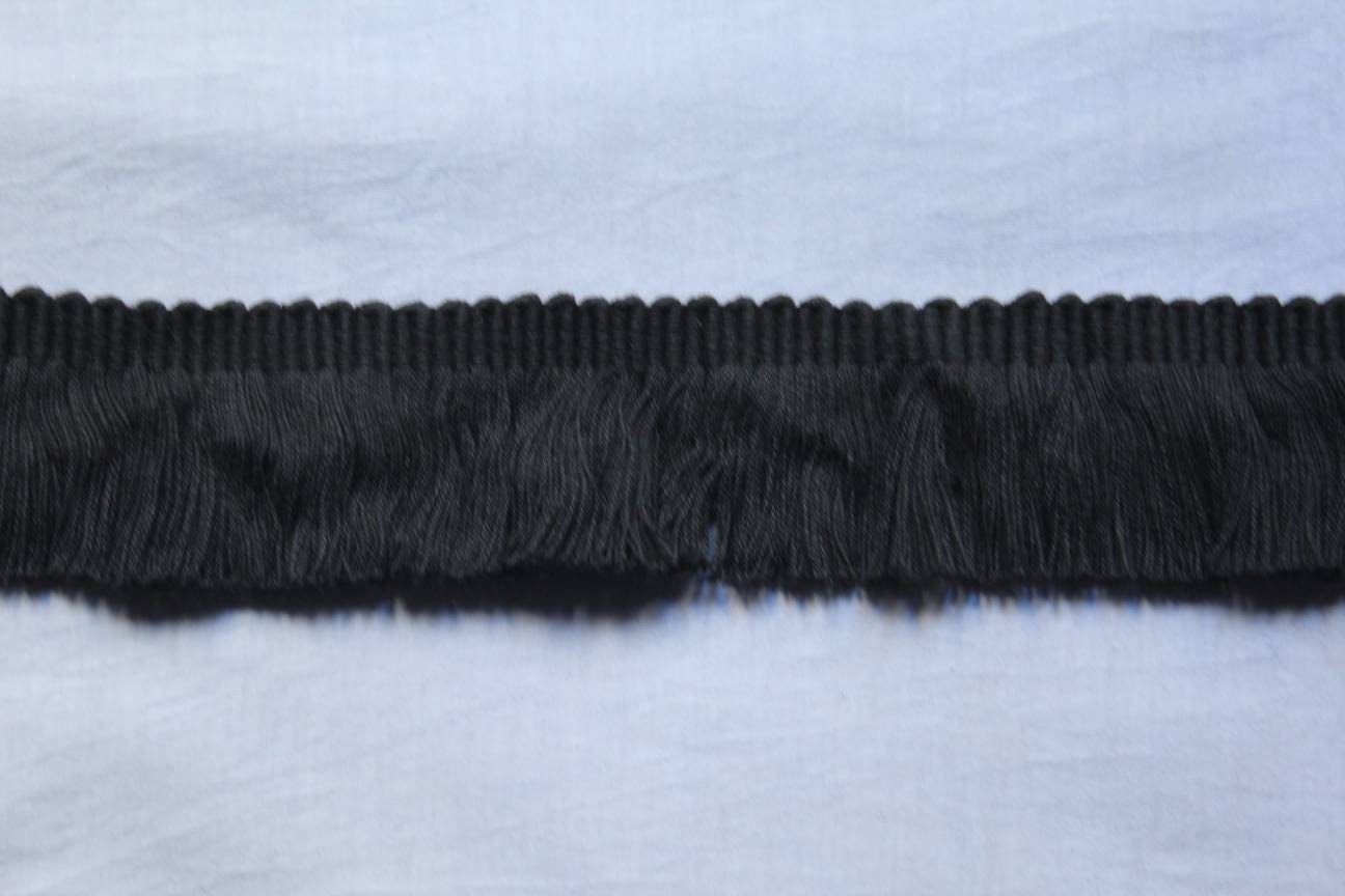 Black brush fringe trim, trim for curtains, trim for cushions, brush fringe trim, lampshade trim, lampshade trims, lampshade trimmings, trim