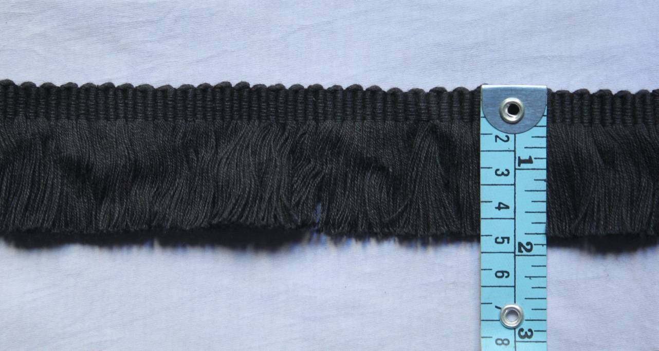 Black brush fringe trim, trim for curtains, trim for cushions, brush fringe trim, lampshade trim, lampshade trims, lampshade trimmings, trim