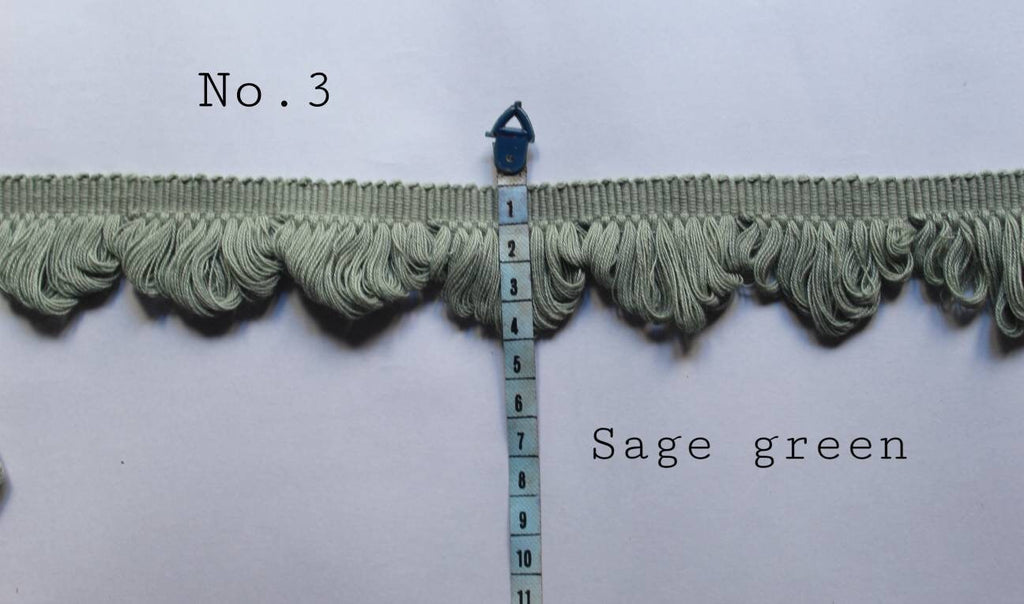 fan edge trim sage green, trim for curtains, trim laces, trim for cushions, fringe trim, trims for curtains, tassel trim by the yard