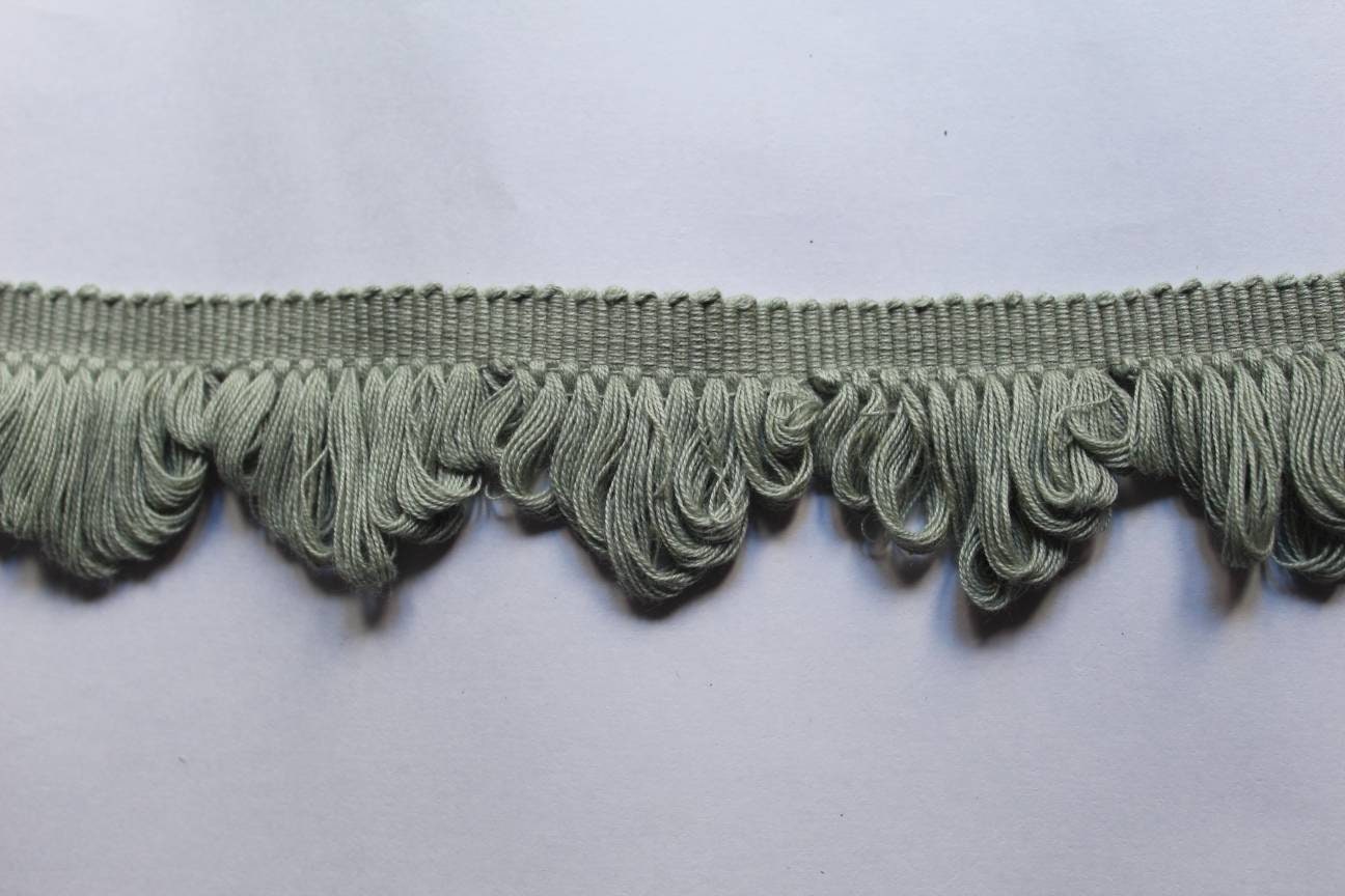 fan edge trim sage green, trim for curtains, trim laces, trim for cushions, fringe trim, trims for curtains, tassel trim by the yard