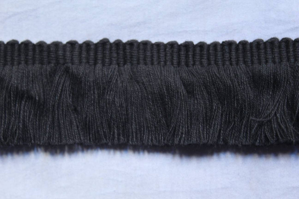 Black brush fringe trim, trim for curtains, trim for cushions, brush fringe trim, lampshade trim, lampshade trims, lampshade trimmings, trim
