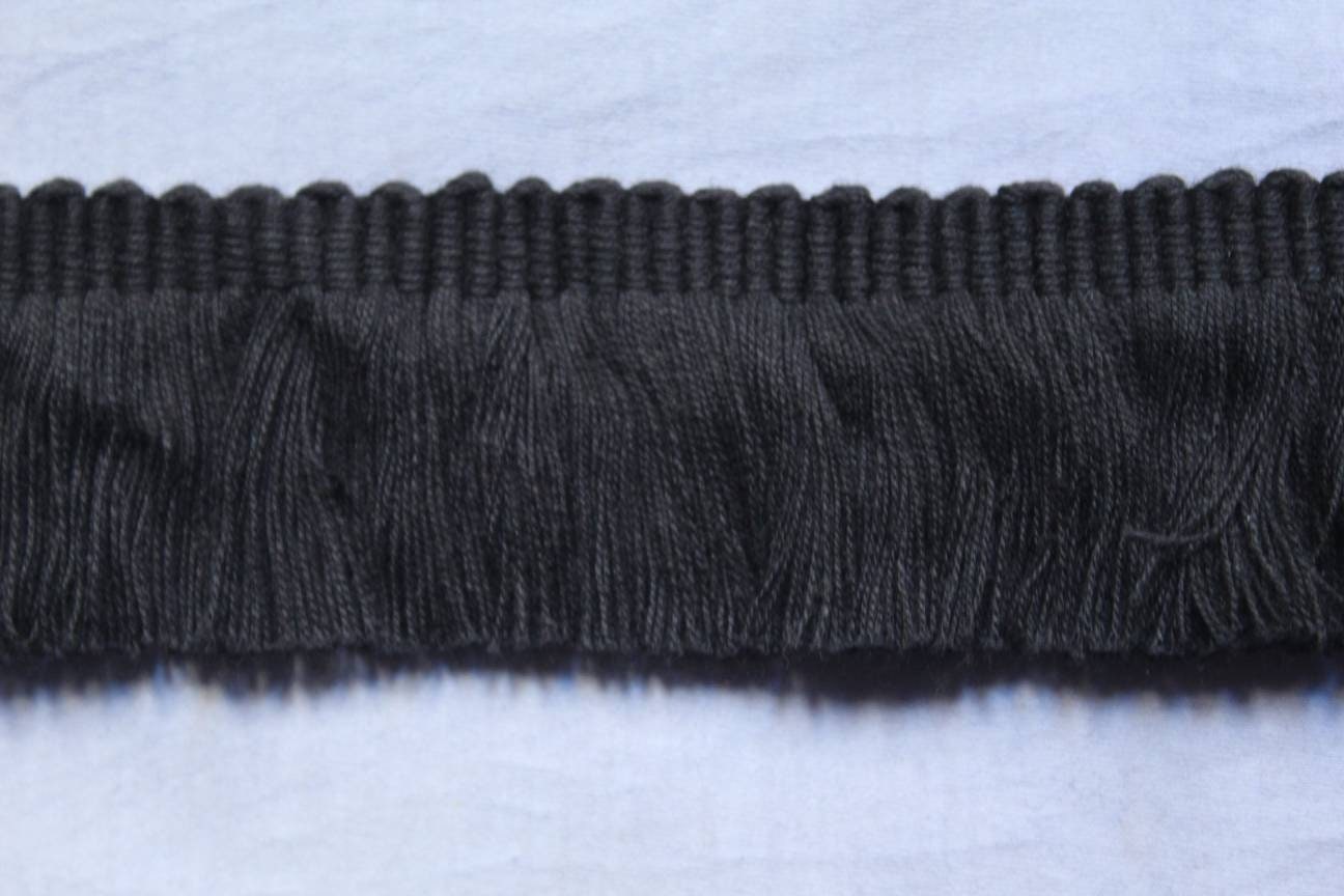 Black brush fringe trim, trim for curtains, trim for cushions, brush fringe trim, lampshade trim, lampshade trims, lampshade trimmings, trim