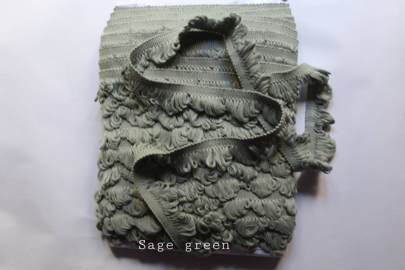 fan edge trim sage green, trim for curtains, trim laces, trim for cushions, fringe trim, trims for curtains, tassel trim by the yard