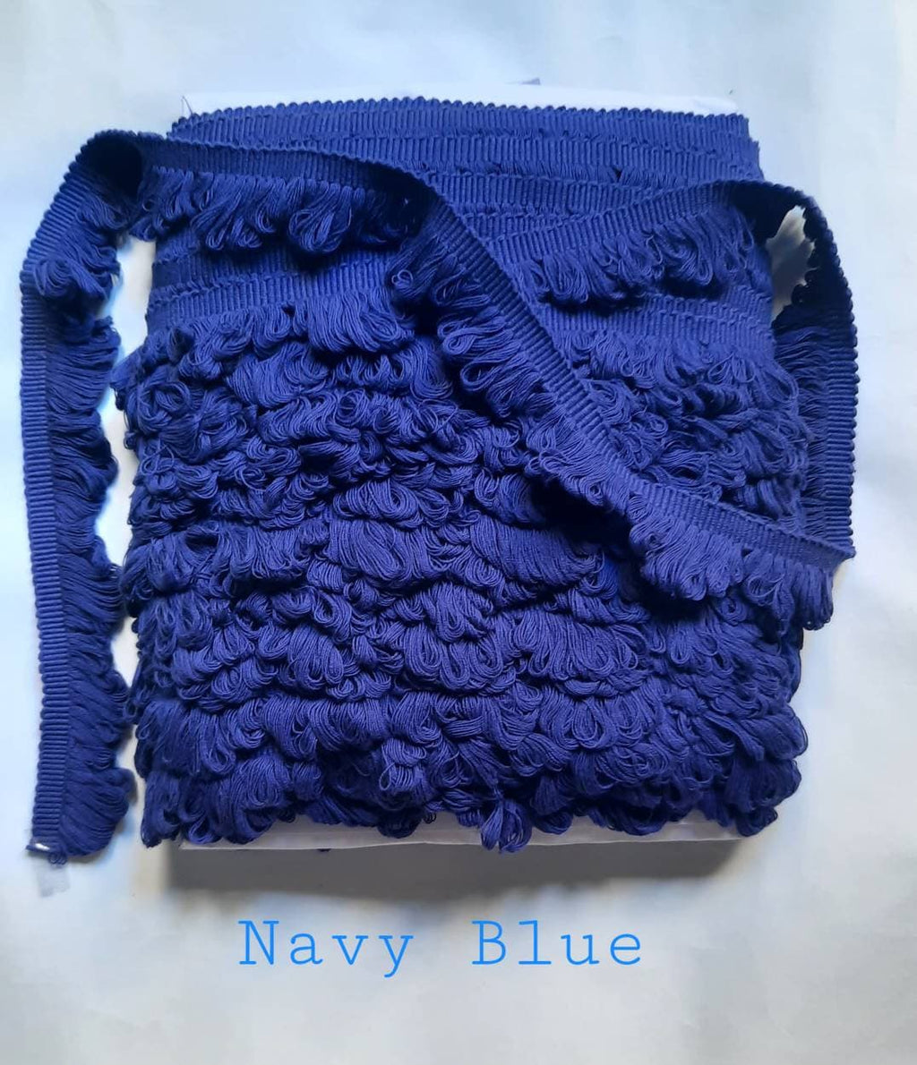Navy blue fan edge trim,  woven, cotton fan trim, curtain fringe trimming, fan trim