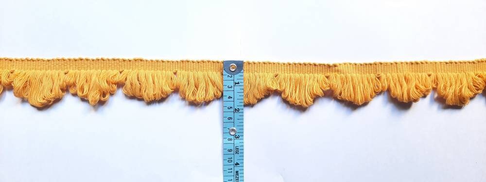 Yellow ochre fan edge trim, trim for curtains, trim for cushions, fringe trim, trims for curtains, looped fringe trim, home decore, trims