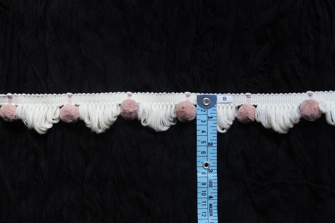 blush pink ivory fan edge trim, fan edge trim, cotton trim, Indian trim