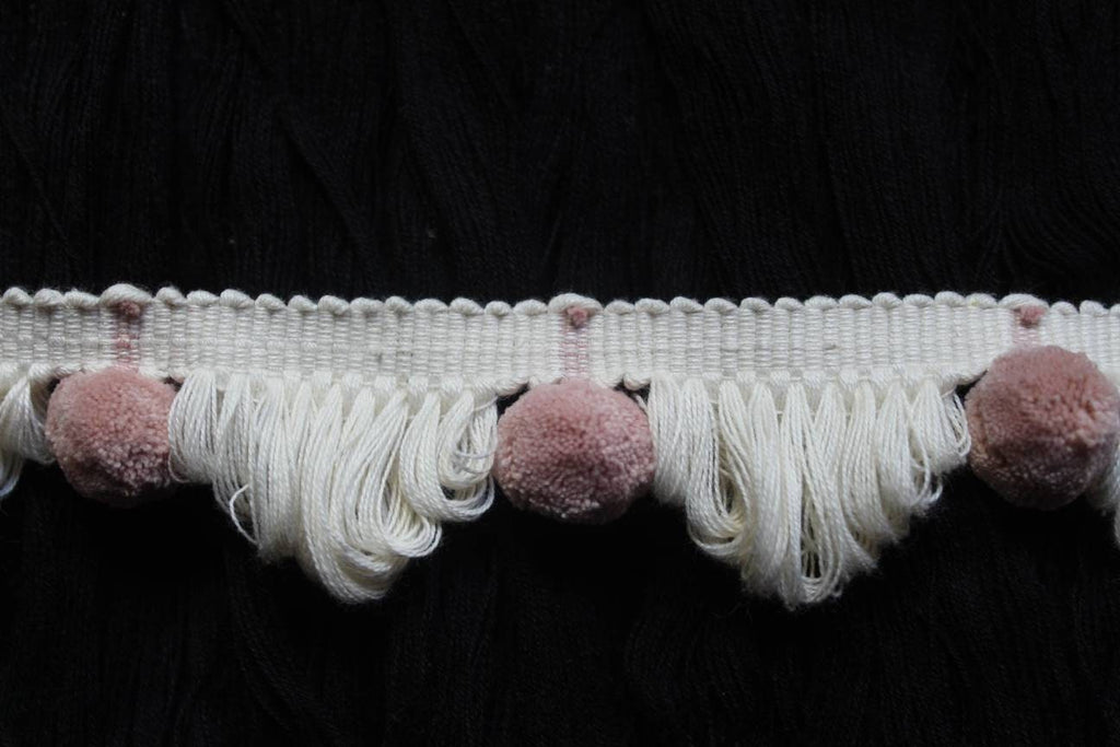 blush pink ivory fan edge trim, fan edge trim, cotton trim, Indian trim