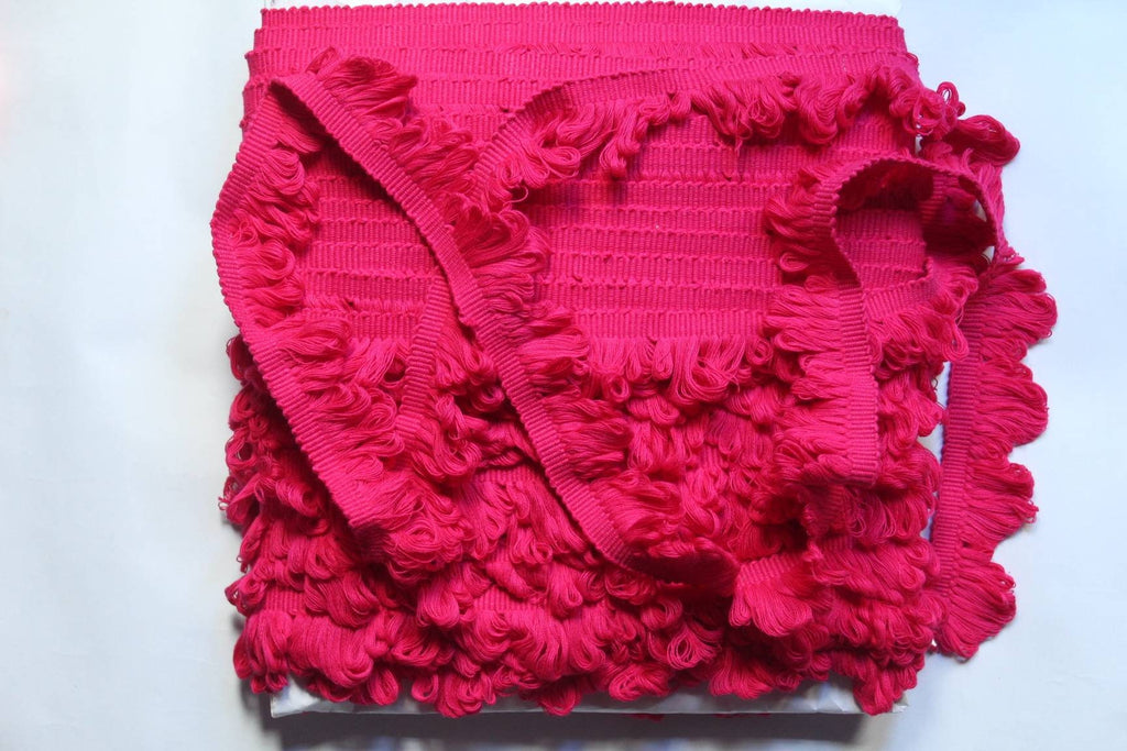 Trim for curtains, trim laces, trim for cushions, fringe trim, trims for curtains, tassel trim by the yard, Dark pink fan edge trim