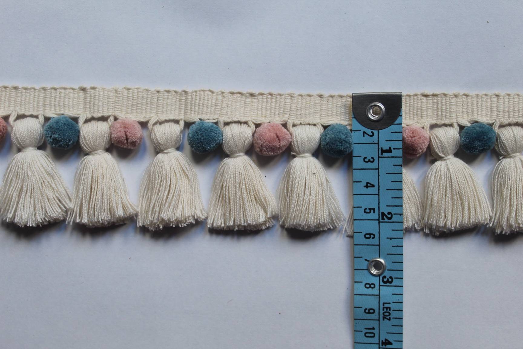 Pom pom tassel trim,pale rose tassel trim pale blue tassel trim, ivory pom pom trim, pom pom trim, fringe trim, tassel trim by the yard