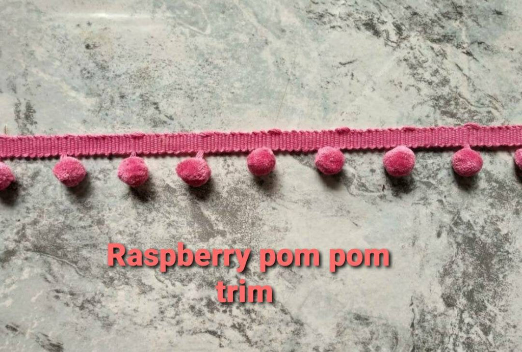Pom pom trim Raspberry 1.2cm/ 0.47 inches