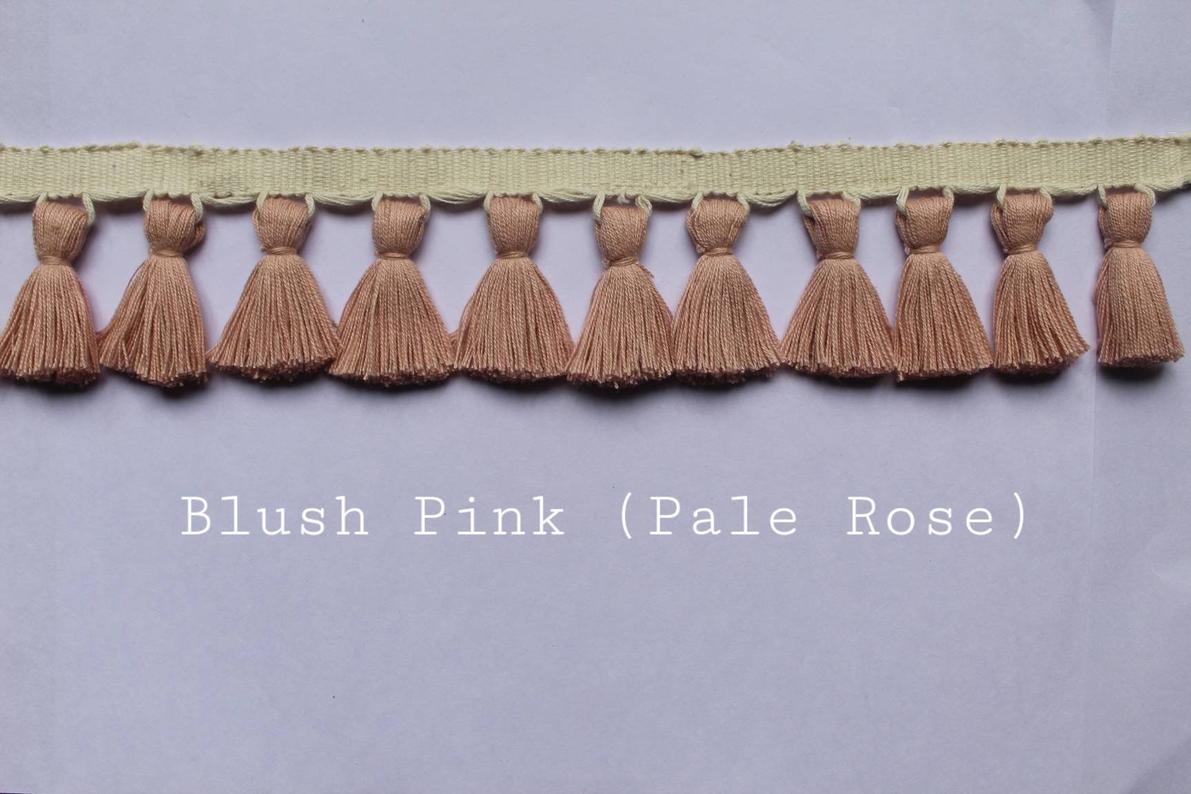 Blush pink tassel trim, pale rose tassel trim, tassel trim by the yard, tassel trimming, tassel trim, fringe, fringe trim, tassel fringe