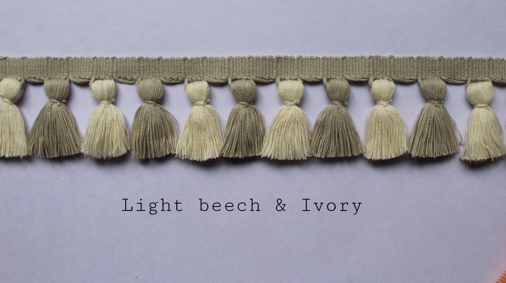 Light beech and ivory tassel trim,multi colored tassel fringe trim, Tassel trim, Tassel Trim By The Yard, fathers day gift, for dad