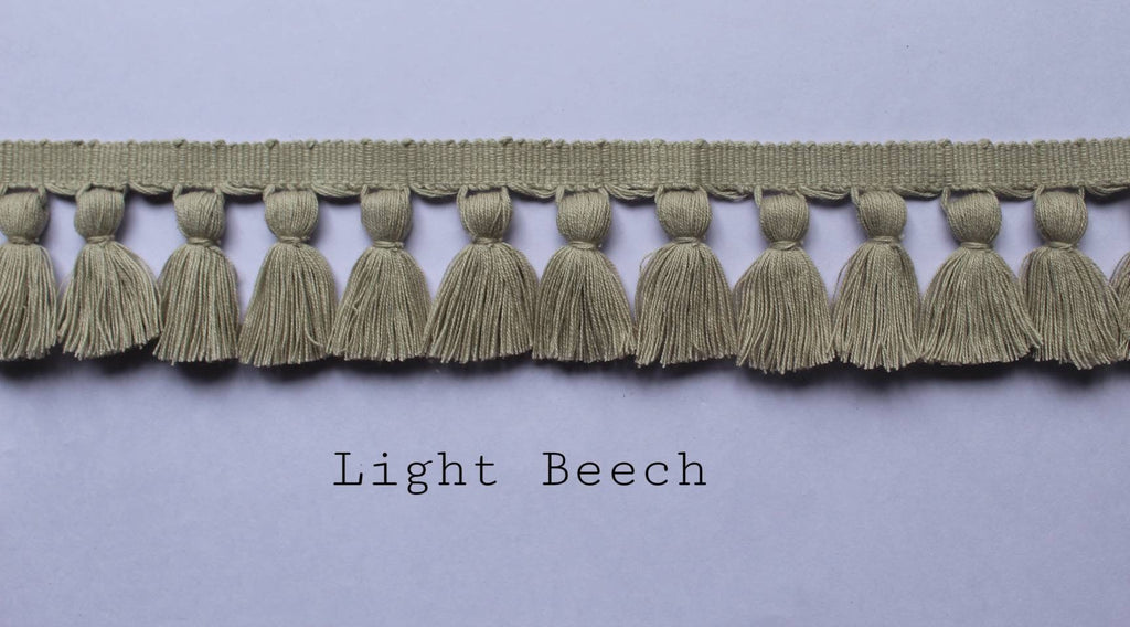Light beech tassel trim, lampshade trim, lampshade trims, lampshade trimmings, lampshade fringe, trim for curtains, tassel trim by the yard