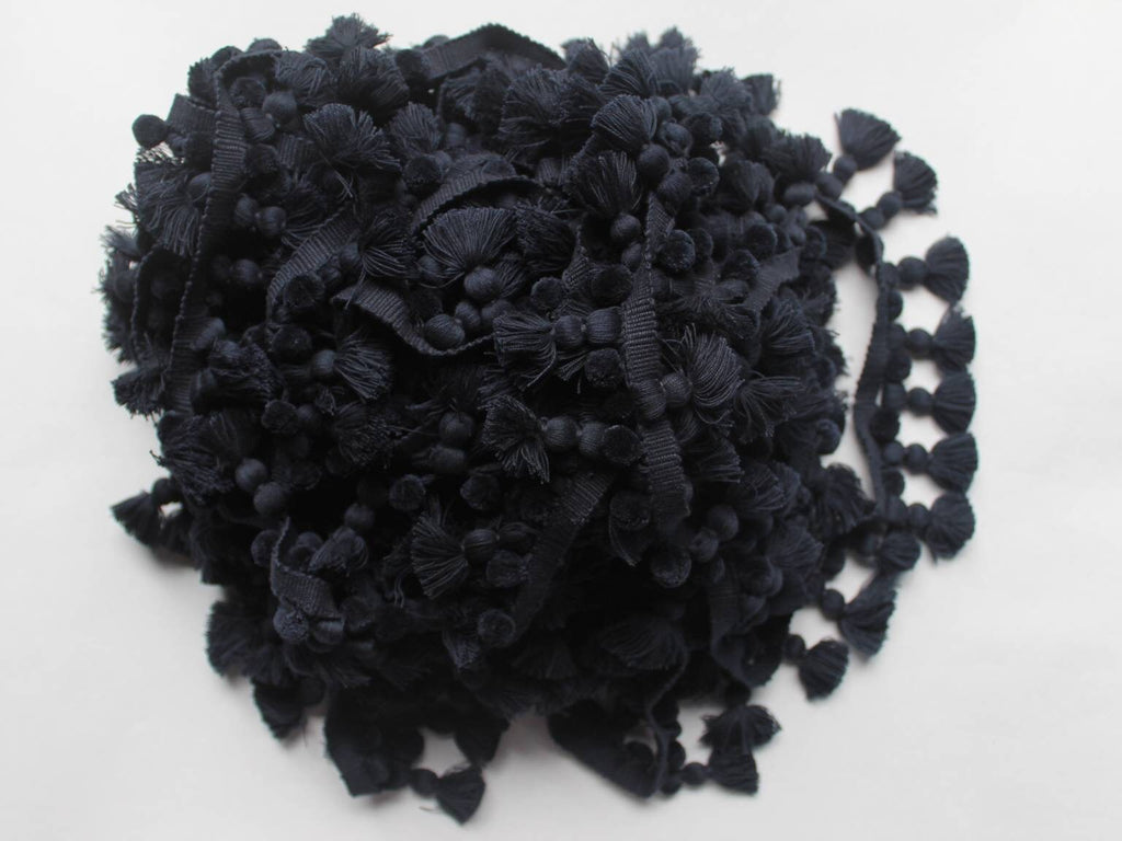Blue black tassel and trims, tassel trim, pom pom trim, trims by the yard, lace, trim, Indian trim, home decor, trimming, pom poms, tassel