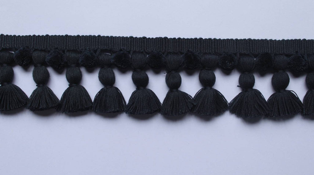 Blue black tassel and trims, tassel trim, pom pom trim, trims by the yard, lace, trim, Indian trim, home decor, trimming, pom poms, tassel
