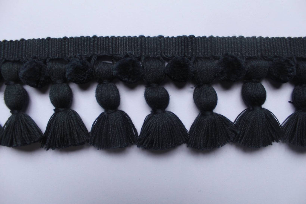 Blue black tassel and trims, tassel trim, pom pom trim, trims by the yard, lace, trim, Indian trim, home decor, trimming, pom poms, tassel