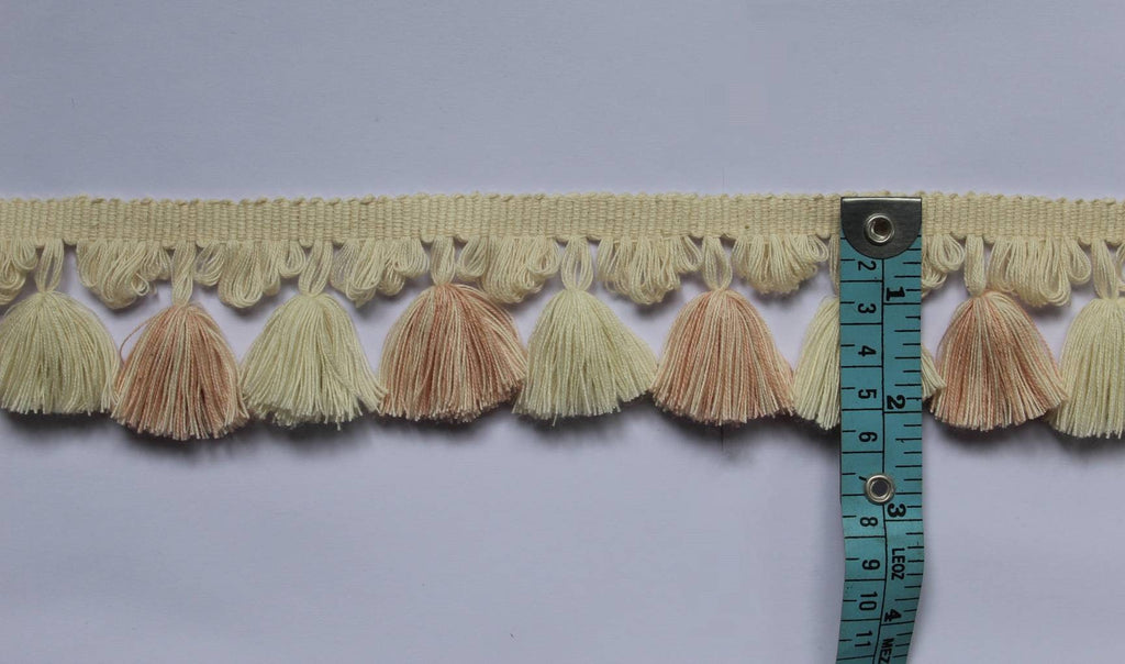 lampshade trim, tassel trim by the yard, tassel fringe trim, dusky rose tassel fan edge trim, fan edge trim, looped fringe trim, trimmings