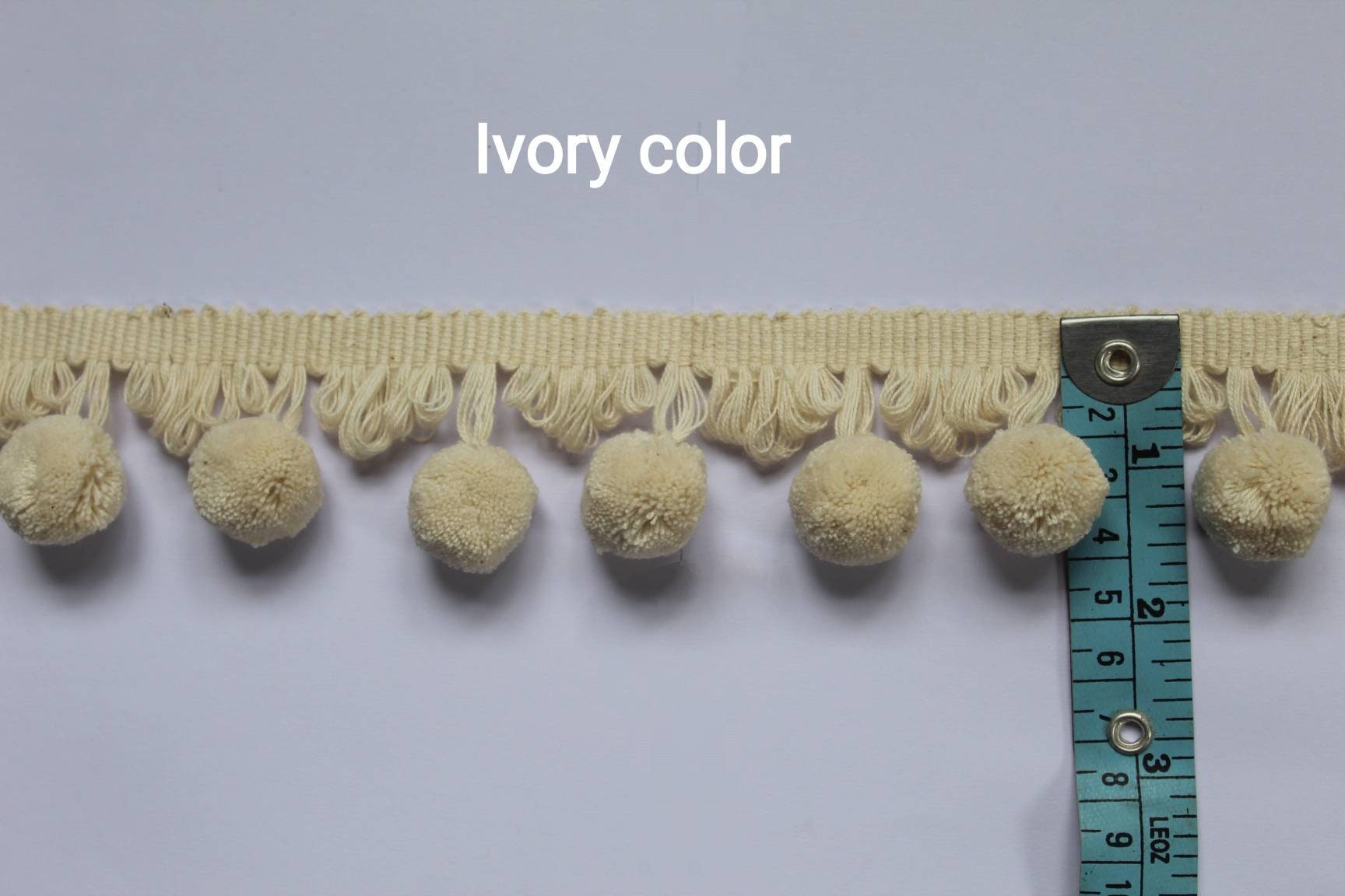 tassel trim by the yard, tassel fringe trim, ivory pom pom fan edge trim, pom pom with fan edge trim,cotton trim
