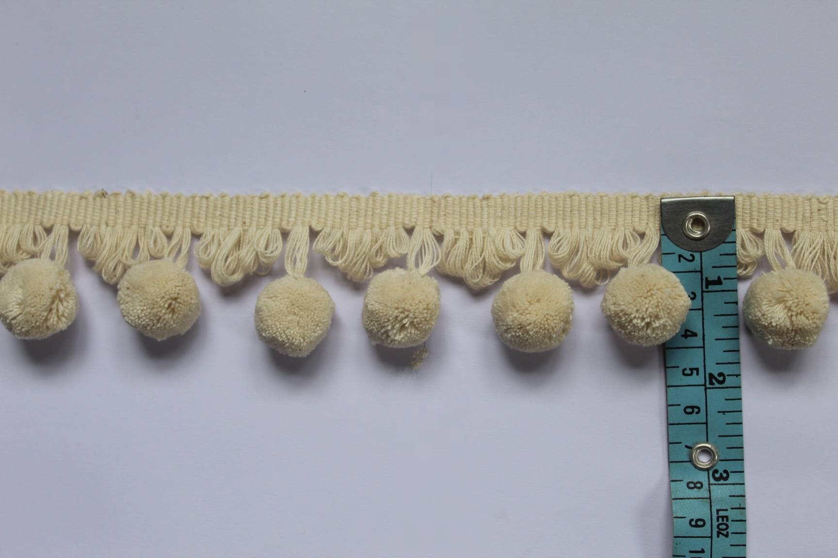 tassel trim by the yard, tassel fringe trim, ivory pom pom fan edge trim, pom pom with fan edge trim,cotton trim