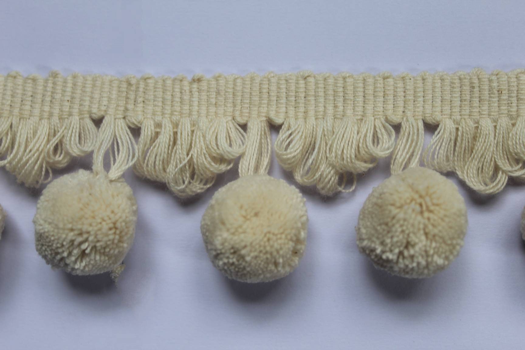 tassel trim by the yard, tassel fringe trim, ivory pom pom fan edge trim, pom pom with fan edge trim,cotton trim