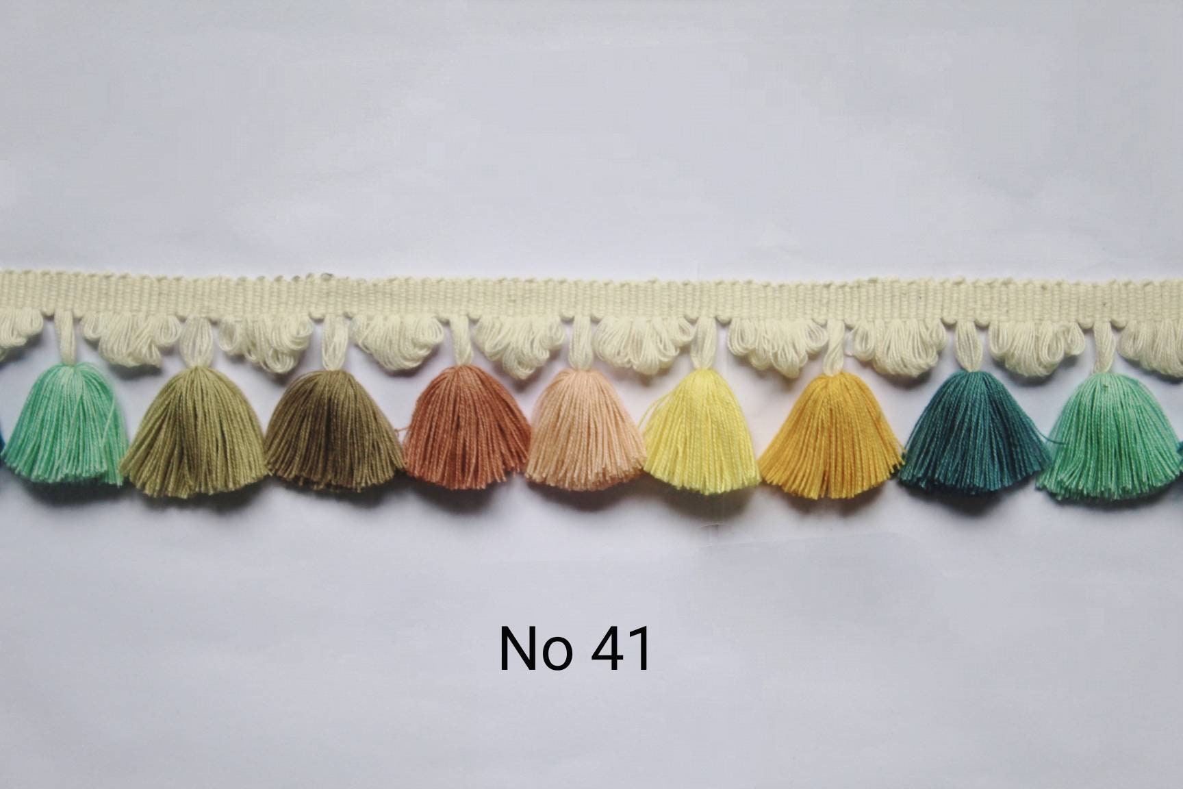 tassel trim by the yard, tassel fringe trim, multi colored tassel fan edge trim, fan edge trim, tassel trim, cotton trim, tassel fringe