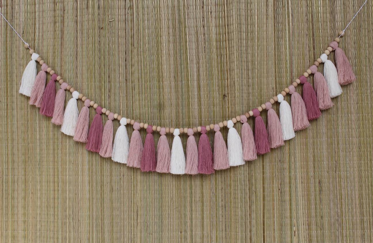 Tassel garland, garland, nursery garland, tassel bunting, wood bead garland, wedding garland, tassel nursery garland, bead garland