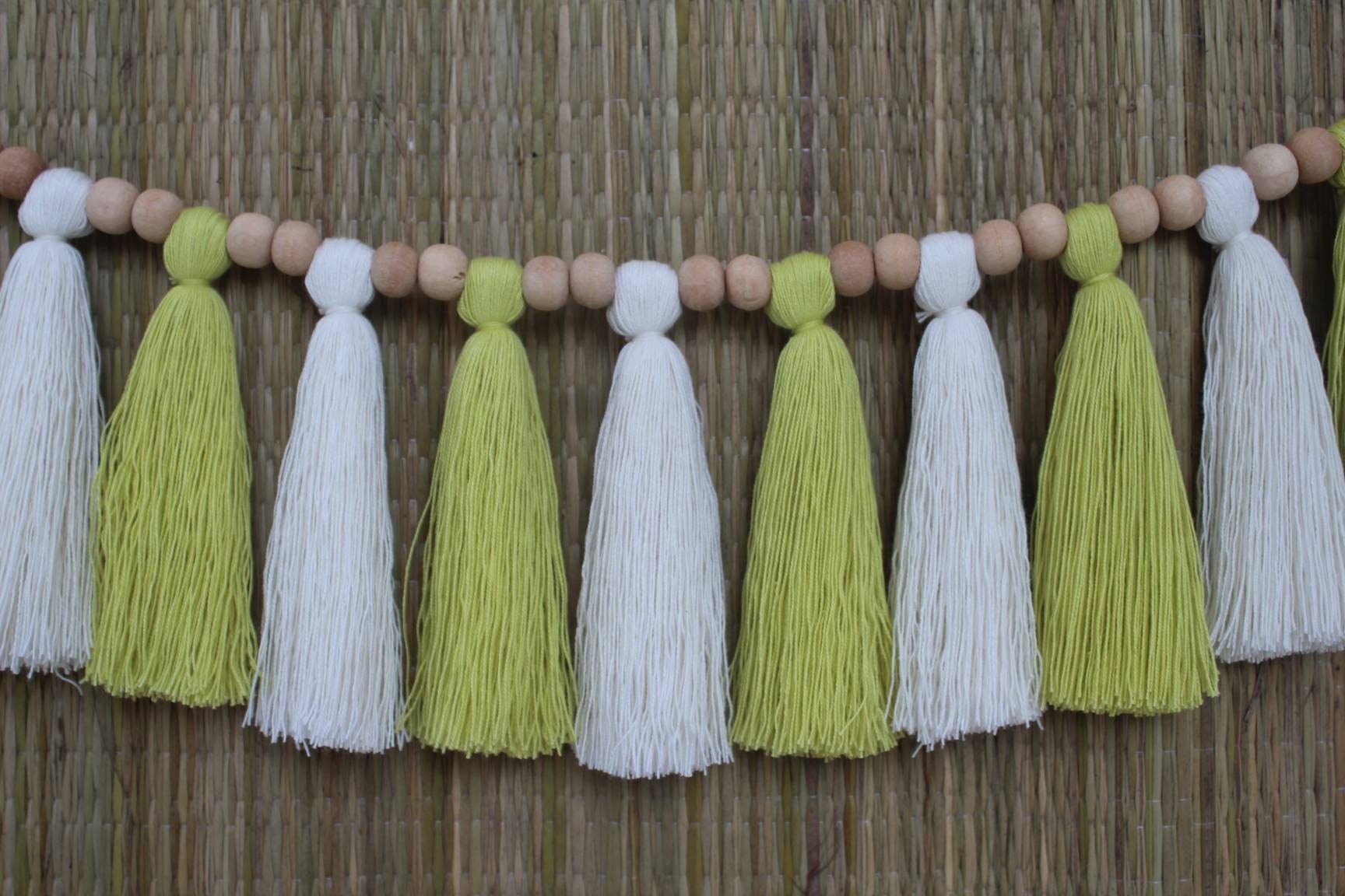 Tassel garland, garland, nursery garland, tassel bunting, wood bead garland, wedding garland, tassel nursery garland, bead garland