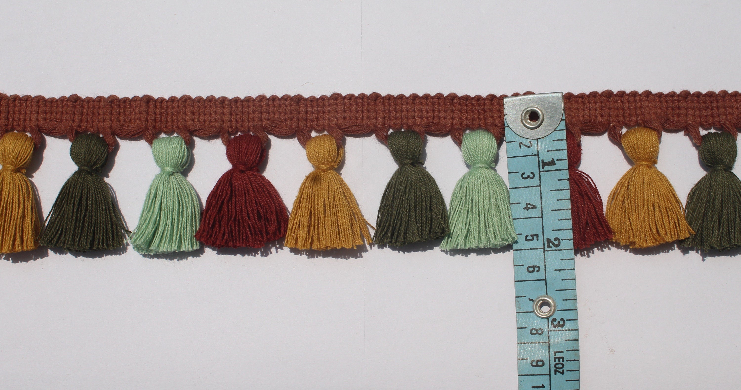 Fringe tassel trim, red tassel trim, multi colour tassel trim