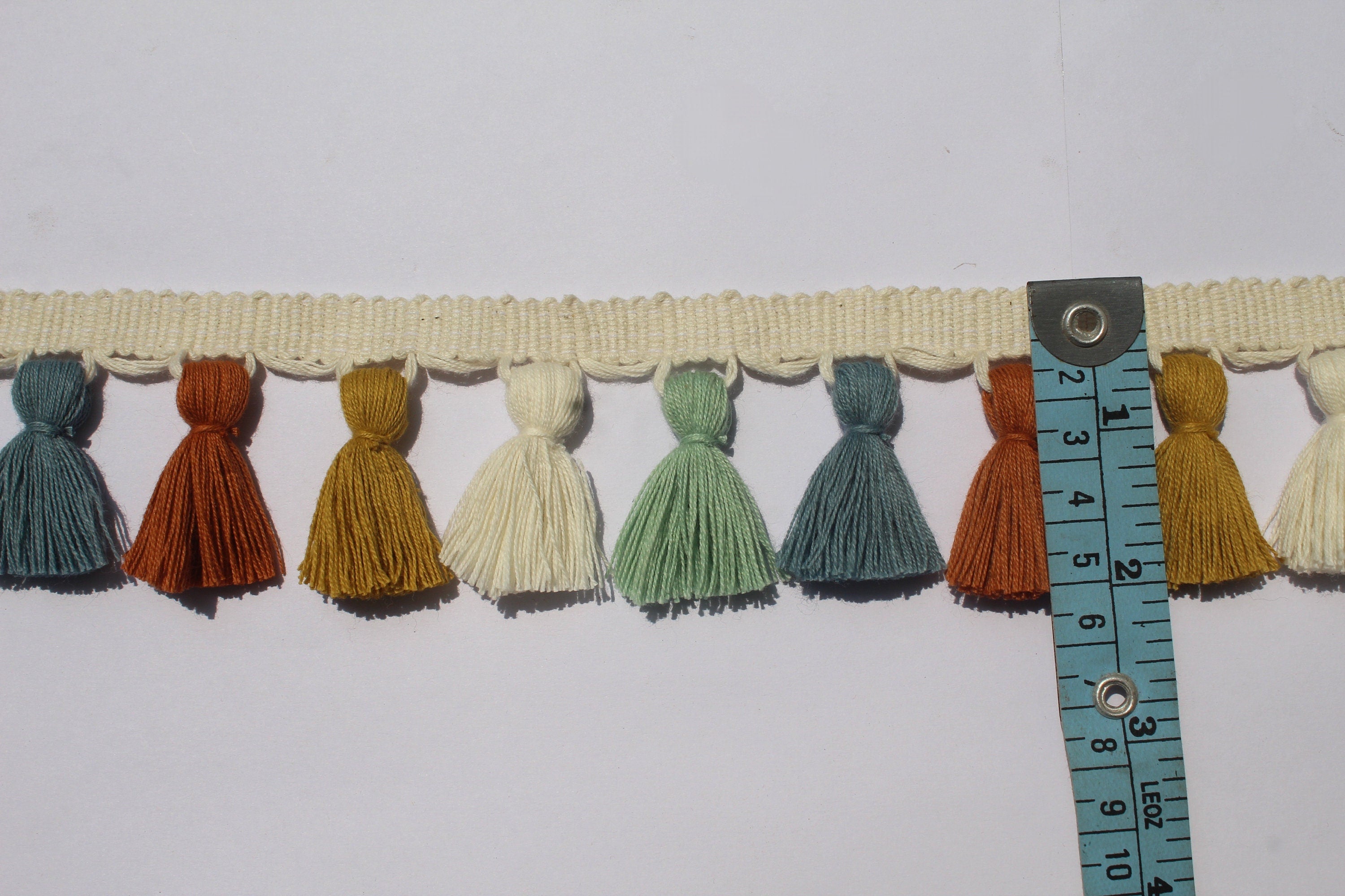 multi colored tassel fringe trim, tassel trim, tassel trim by the yard, tassel fringe, trim for cushions, trim for curtains, fringe trim