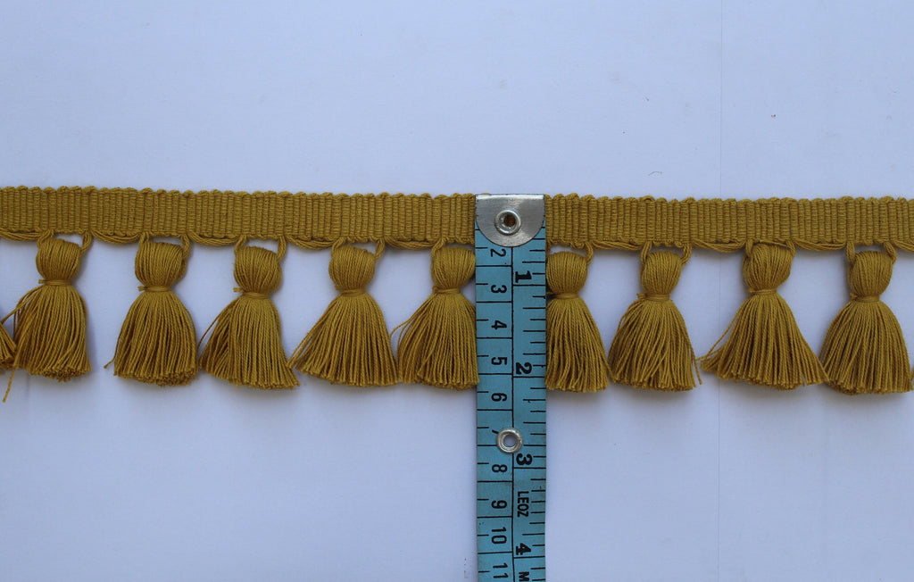 Mustard yellow tassel trim, Tassel fringe trim, tassel trim, tassel trim by the yard, tassel fringe, trim for cushions, trim for curtains