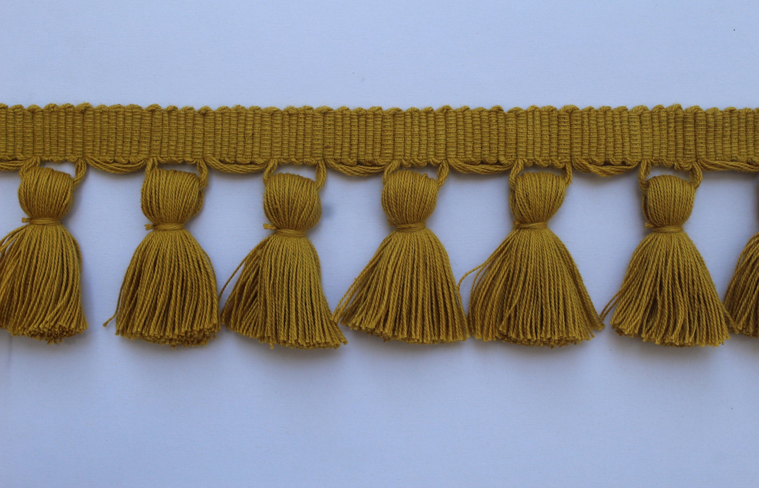 Mustard yellow tassel trim, Tassel fringe trim, tassel trim, tassel trim by the yard, tassel fringe, trim for cushions, trim for curtains