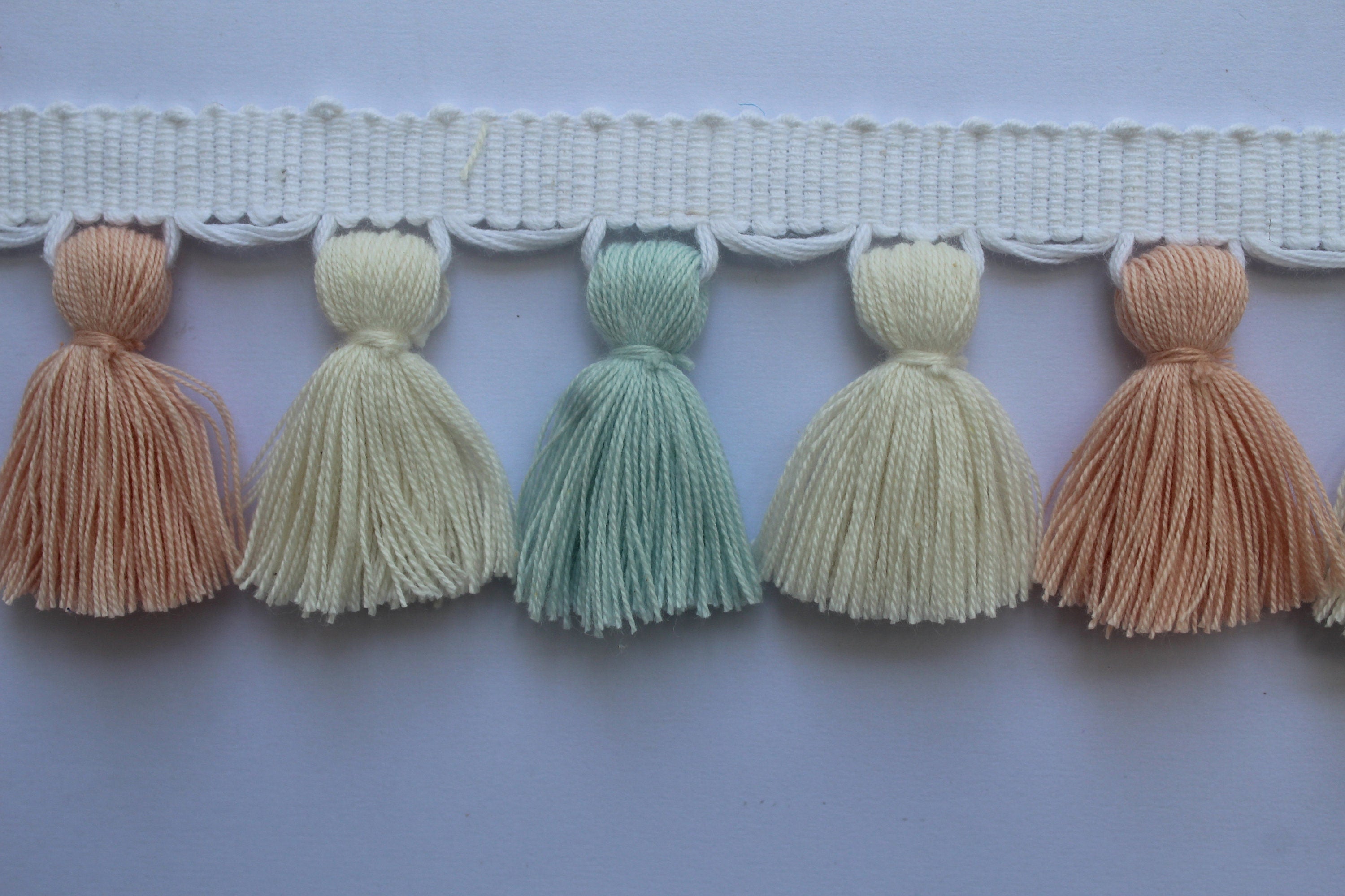 multi colored tassel fringe trim, tassel trim, tassel trim by the yard, tassel fringe, trim for cushions, trim for curtains, fringe trim