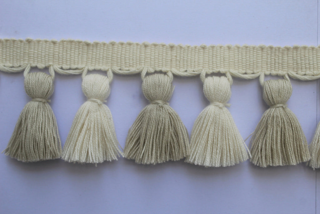 Light stone and ivory tassel trim, tasssl fringe, tassel fringe trim, fringe trim, fringe tassel, trim, home decor, tasssl and trims