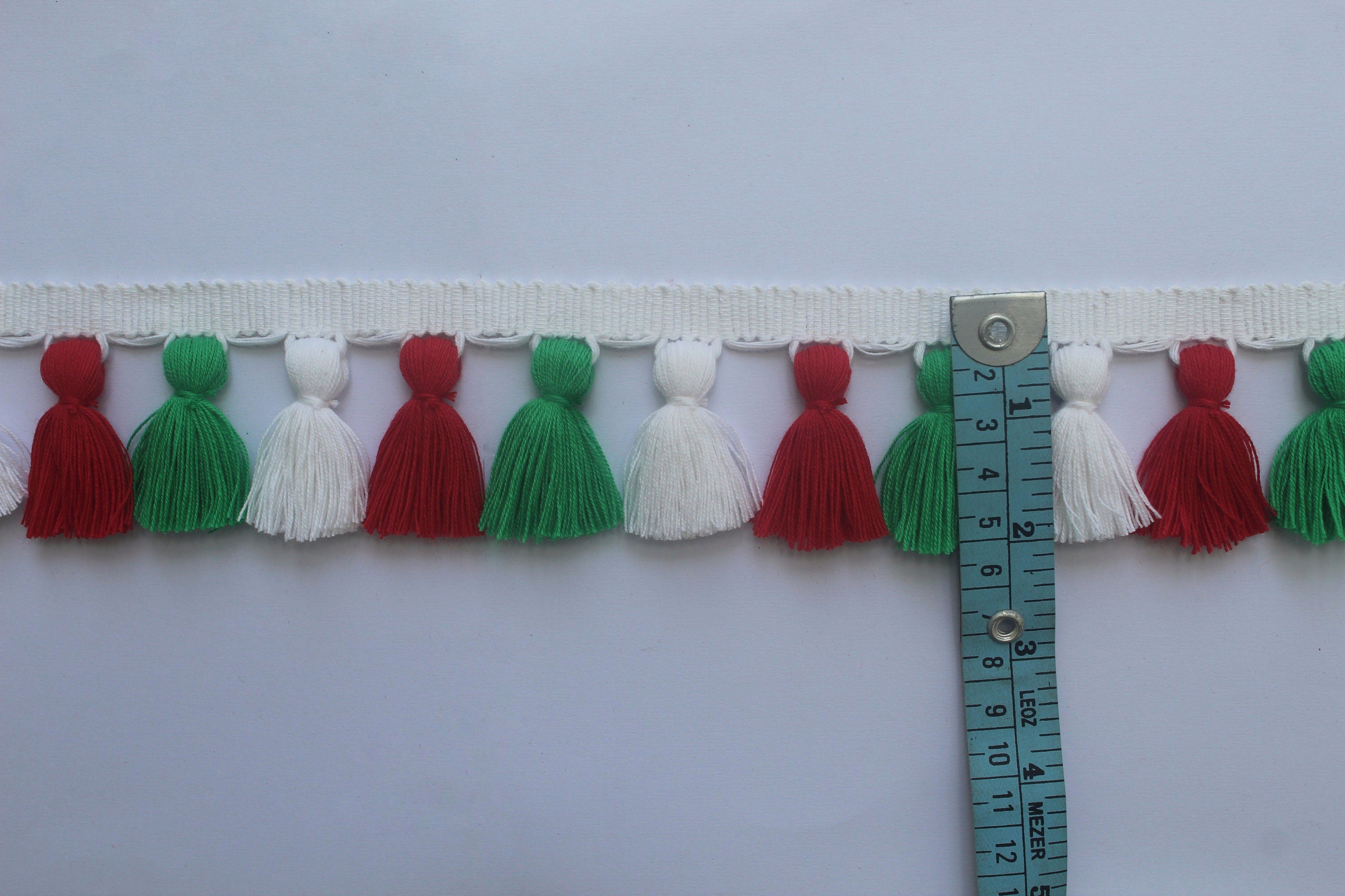 Christmas decorations, Christmas trimmings, Christmas tassel garland, white tassel trim, red tassel trim, green tassel trim