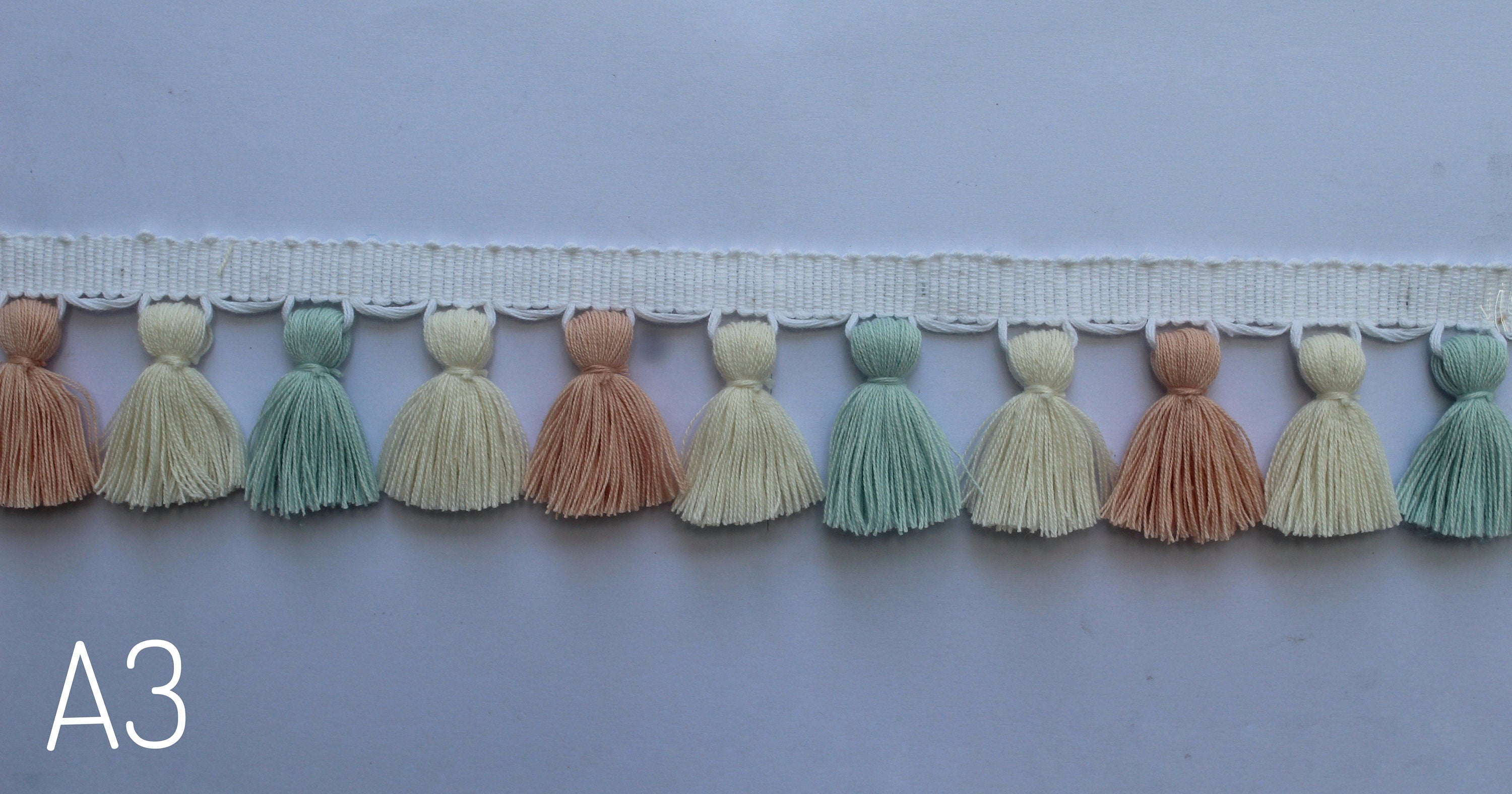 multi colored tassel fringe trim, tassel trim, tassel trim by the yard, tassel fringe, trim for cushions, trim for curtains, fringe trim