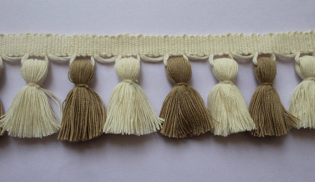 Tassel trim by the yard, mole and ivory tassel trim, lampshade trim by the yard, Fringe for Drapery, Tassel trim, Curtain Trim, tassels