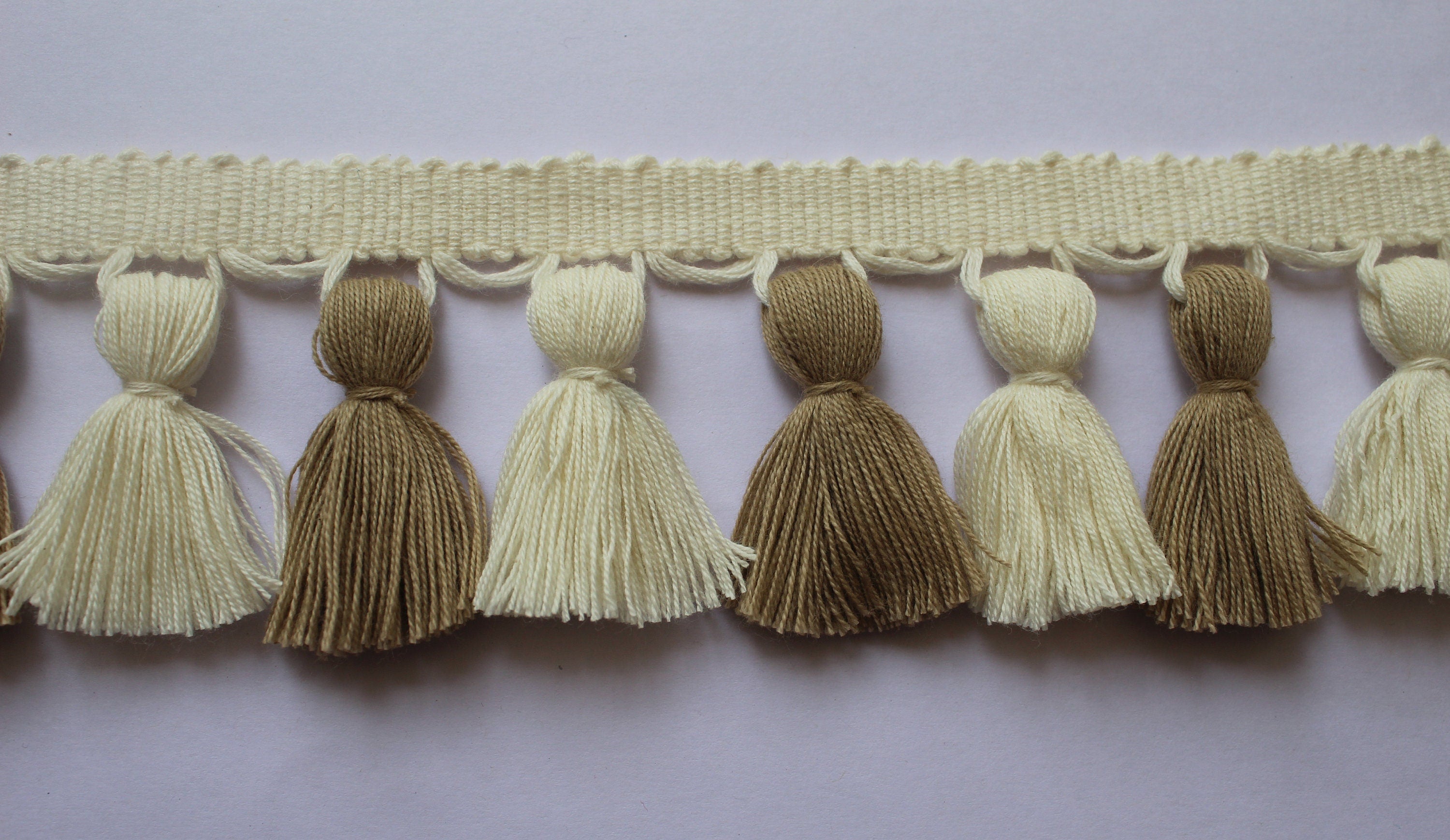 Tassel trim by the yard, mole and ivory tassel trim, lampshade trim by the yard, Fringe for Drapery, Tassel trim, Curtain Trim, tassels