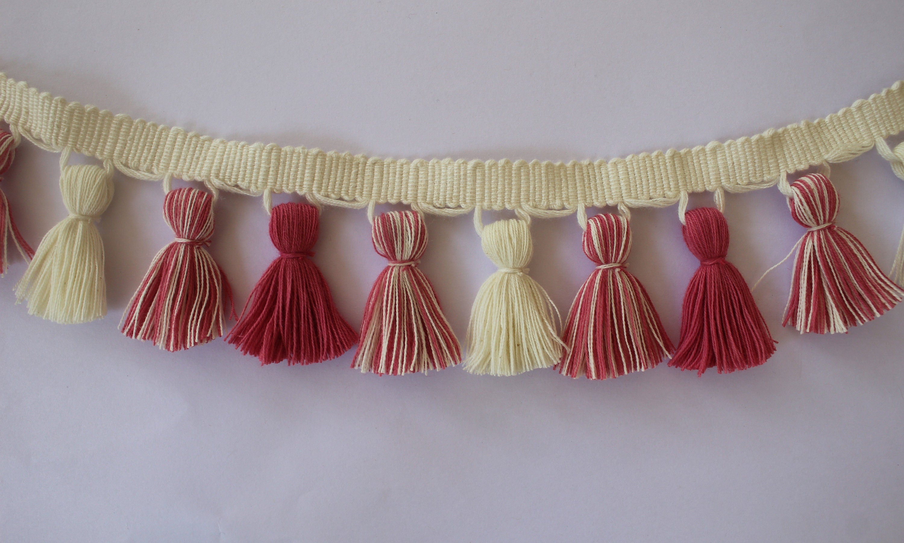 Tassel trim by the yard, peach blossom and ivory tassel trim, trim for curtains, fringe lampshade, fringe trim, fringe cushion, trimmings