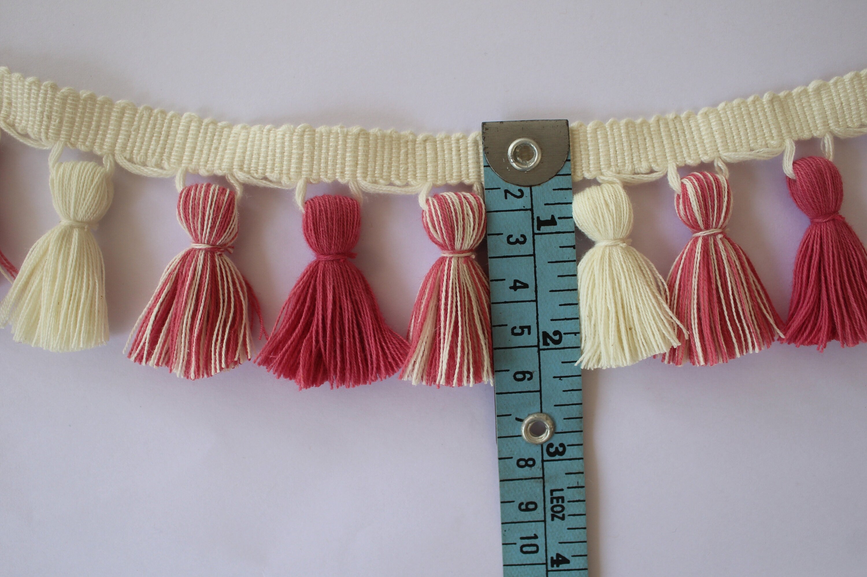 Tassel trim by the yard, peach blossom and ivory tassel trim, trim for curtains, fringe lampshade, fringe trim, fringe cushion, trimmings