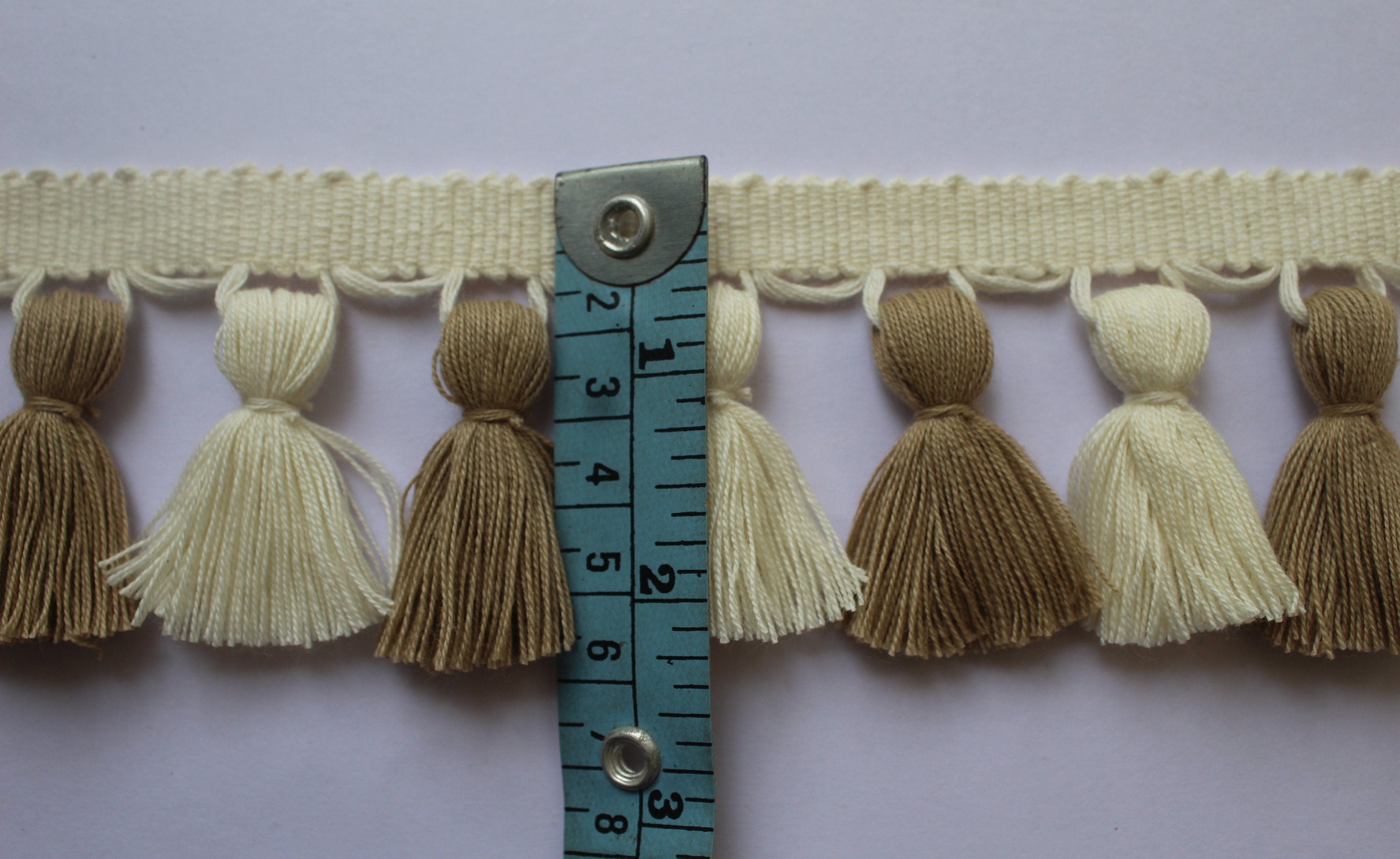 Tassel trim by the yard, mole and ivory tassel trim, lampshade trim by the yard, Fringe for Drapery, Tassel trim, Curtain Trim, tassels