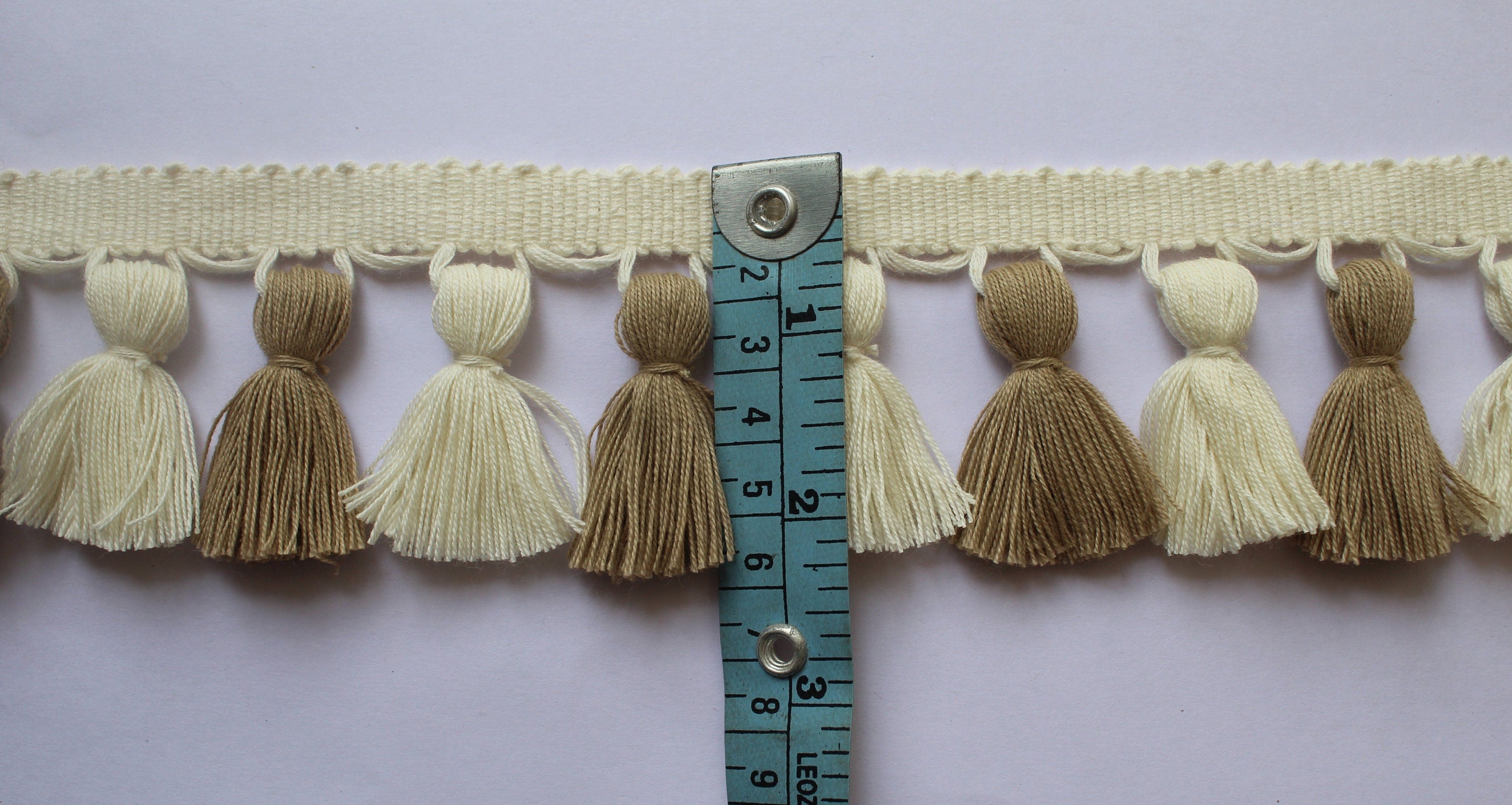 Tassel trim by the yard, mole and ivory tassel trim, lampshade trim by the yard, Fringe for Drapery, Tassel trim, Curtain Trim, tassels