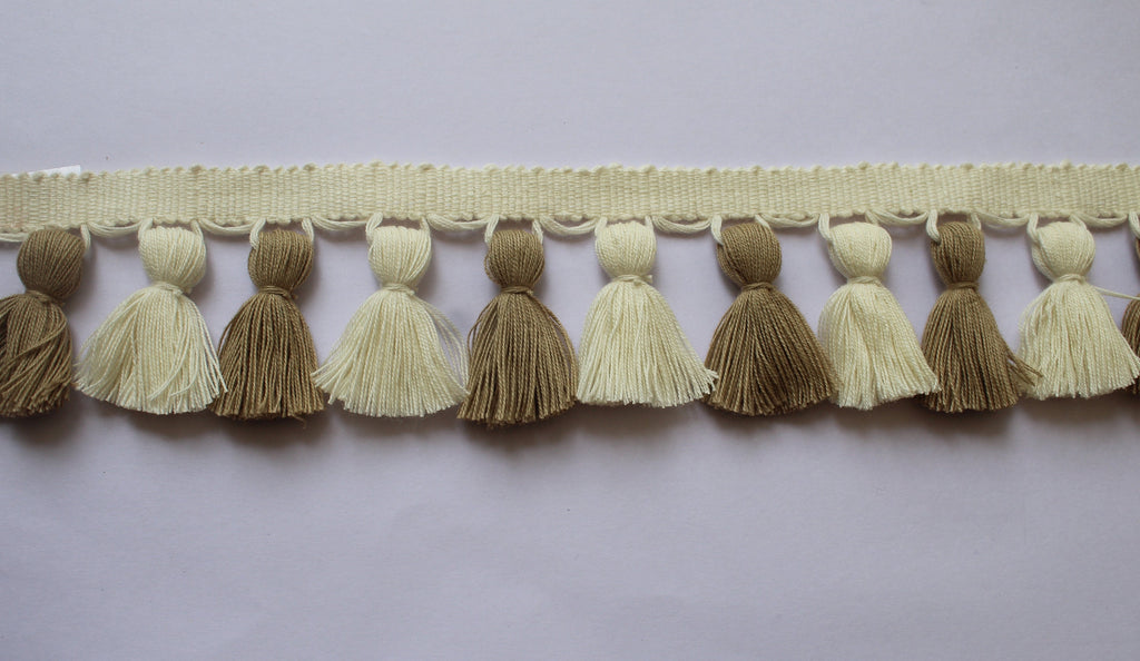 Tassel trim by the yard, mole and ivory tassel trim, lampshade trim by the yard, Fringe for Drapery, Tassel trim, Curtain Trim, tassels