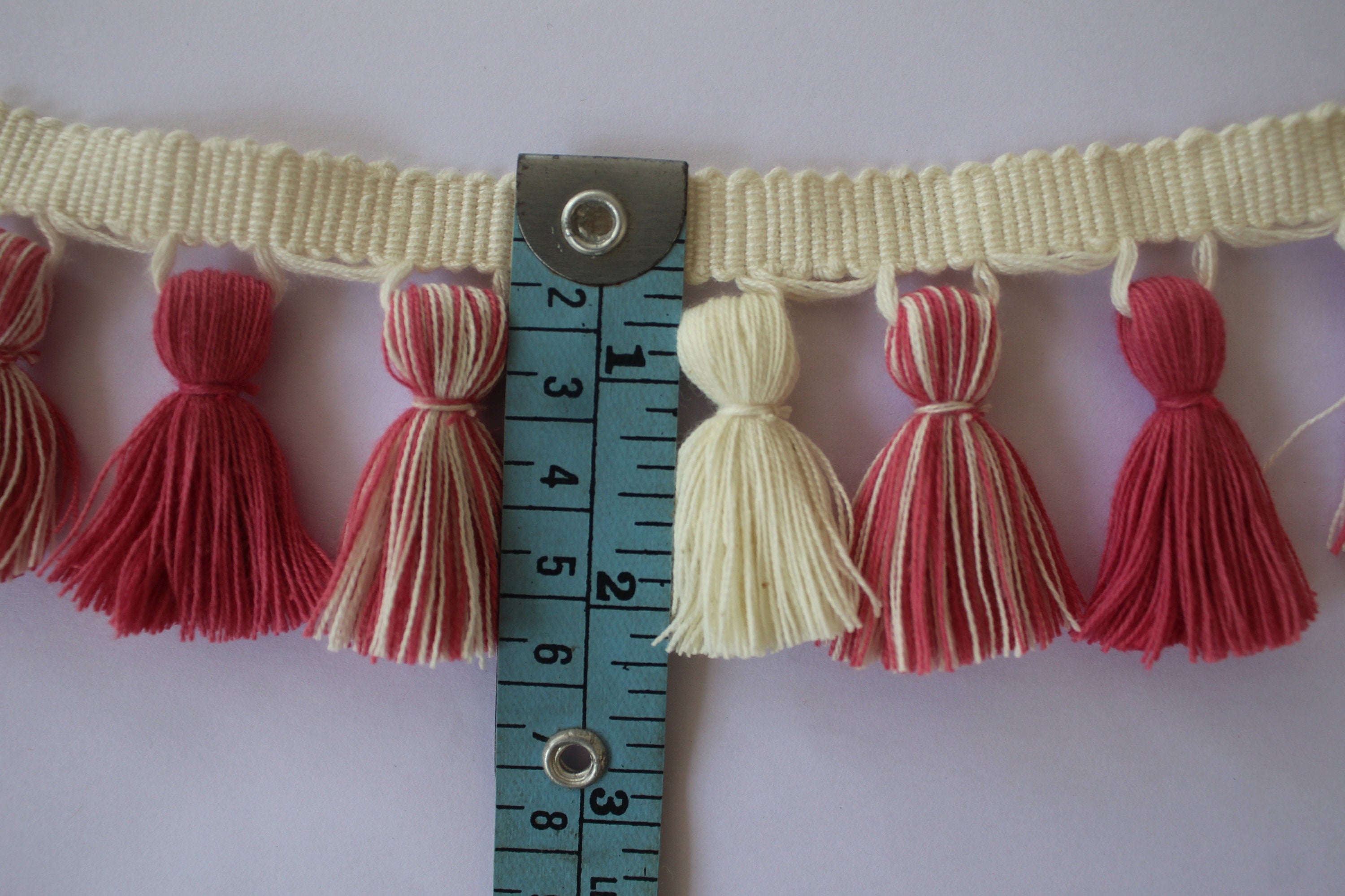 Tassel trim by the yard, peach blossom and ivory tassel trim, trim for curtains, fringe lampshade, fringe trim, fringe cushion, trimmings