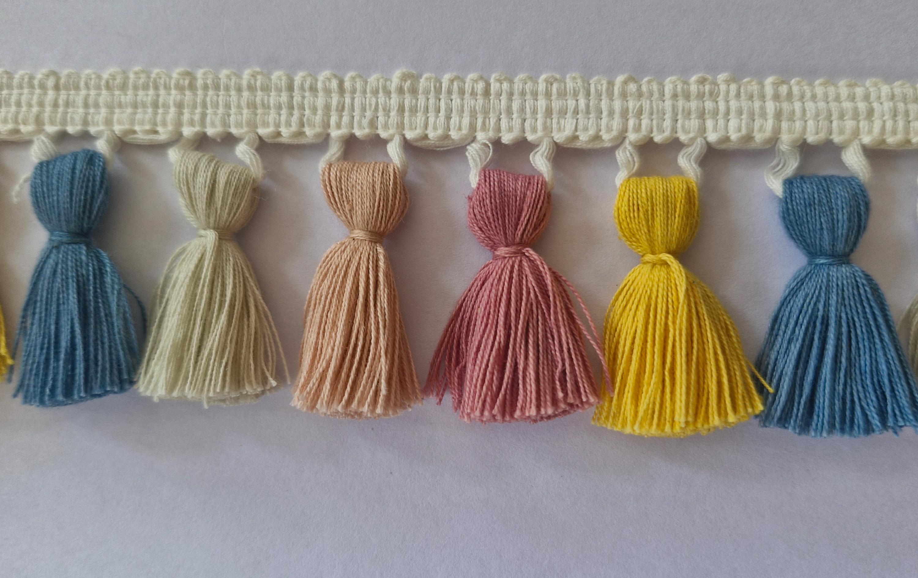 Tassel fringe trim, 5 color tassels ,tassel trim, tassel trim by the yard, tassel fringe, trim for cushions, trim for curtains, fringe trim